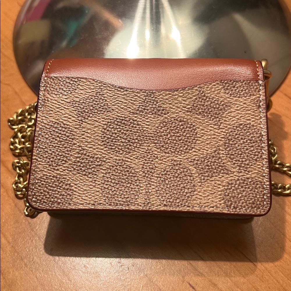 Coach Chain Wallet Card Case Rust - image 5